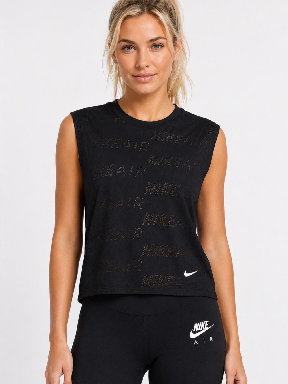 Nike Dri-FIT Air Mesh Running Tank Top XS Black Perforated Sleeveless NWT